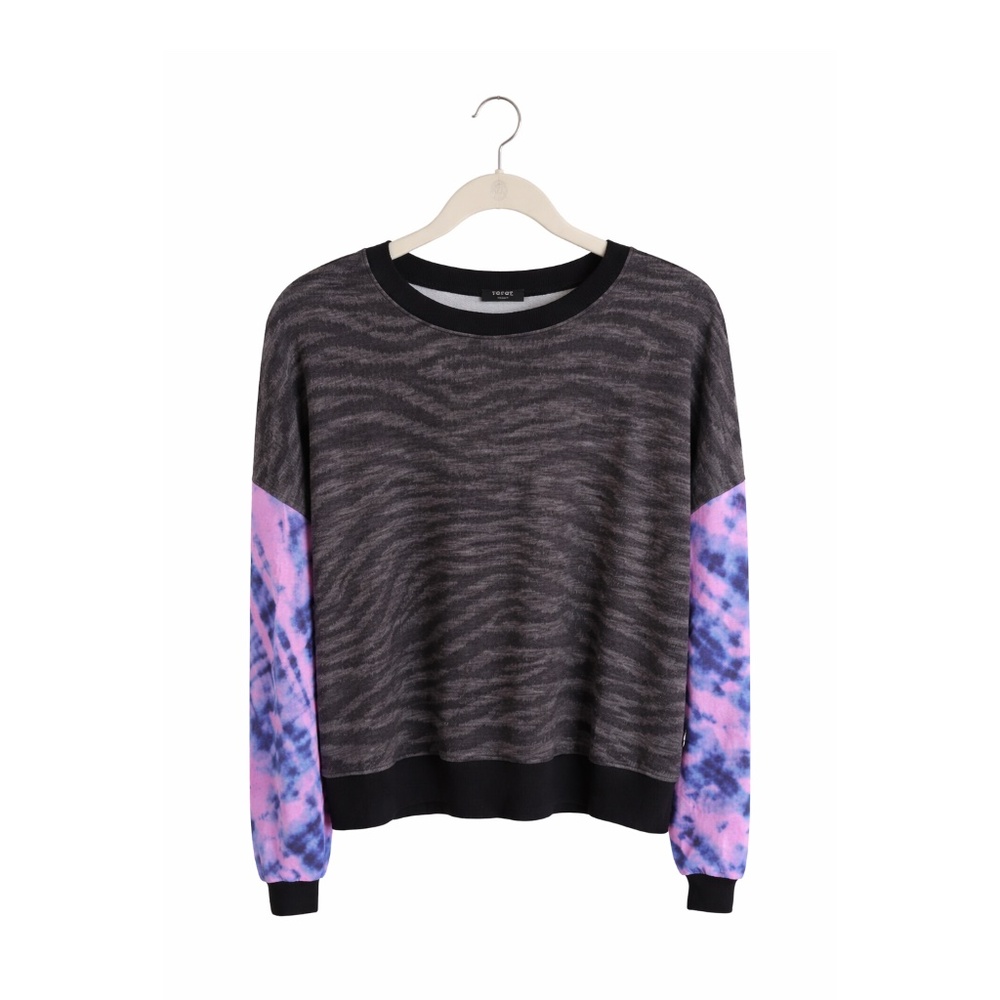 Terez Colorblock Tie-Dye Sleeve Sweatshirt